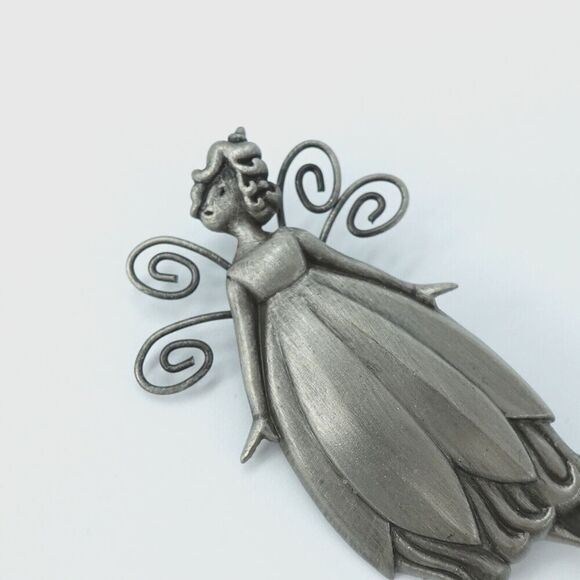 Vintage Fairy Brooch HMK Hallmark Pewter Whimsical Ethereal Mystical Goblincore - Picture 9 of 10